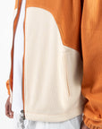 Helios Ribbed Jacket - Orange/Off-White