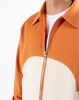 Helios Ribbed Jacket - Orange/Off-White