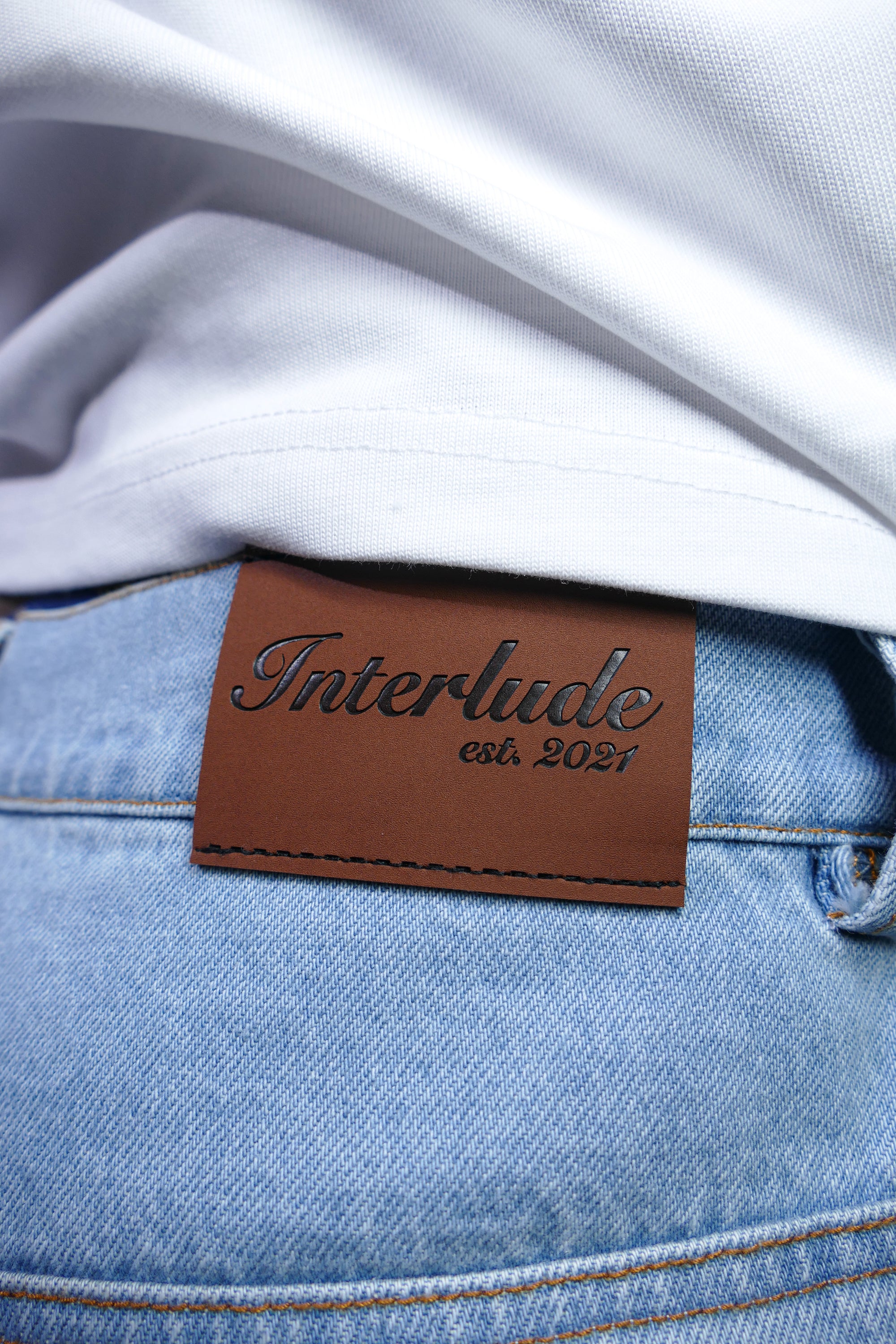 Deconstructed Monogram Jeans - Ice Blue