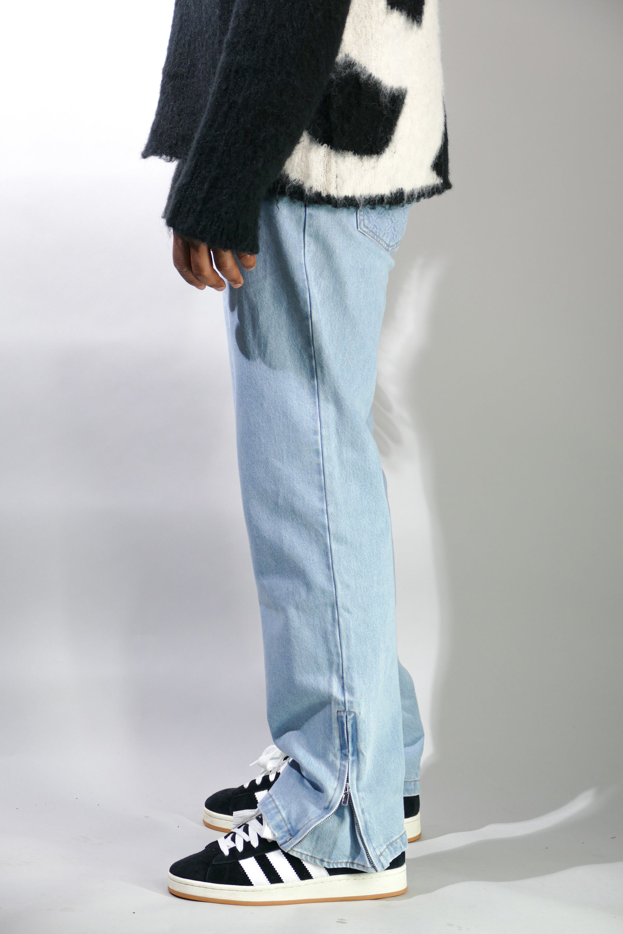 Deconstructed Monogram Jeans - Ice Blue