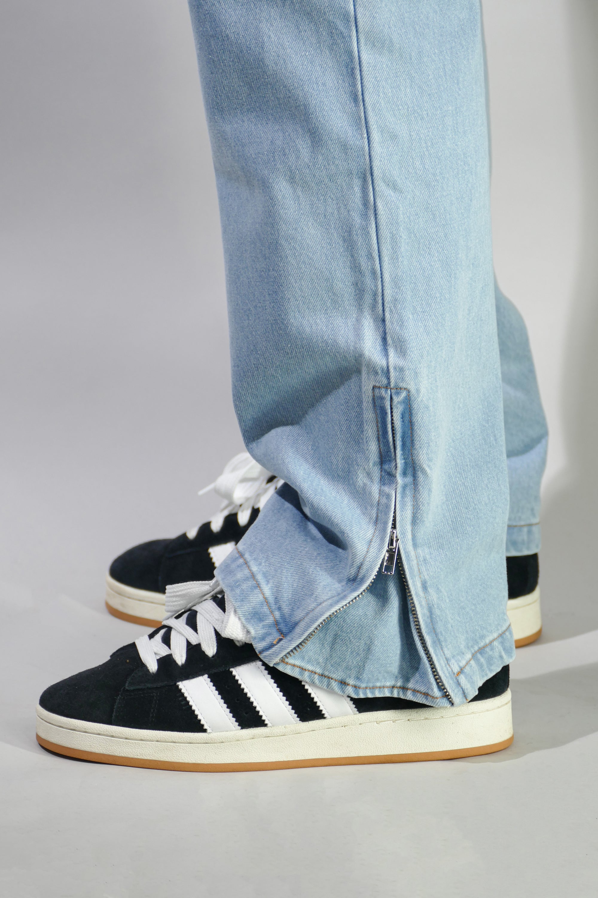 Deconstructed Monogram Jeans - Ice Blue