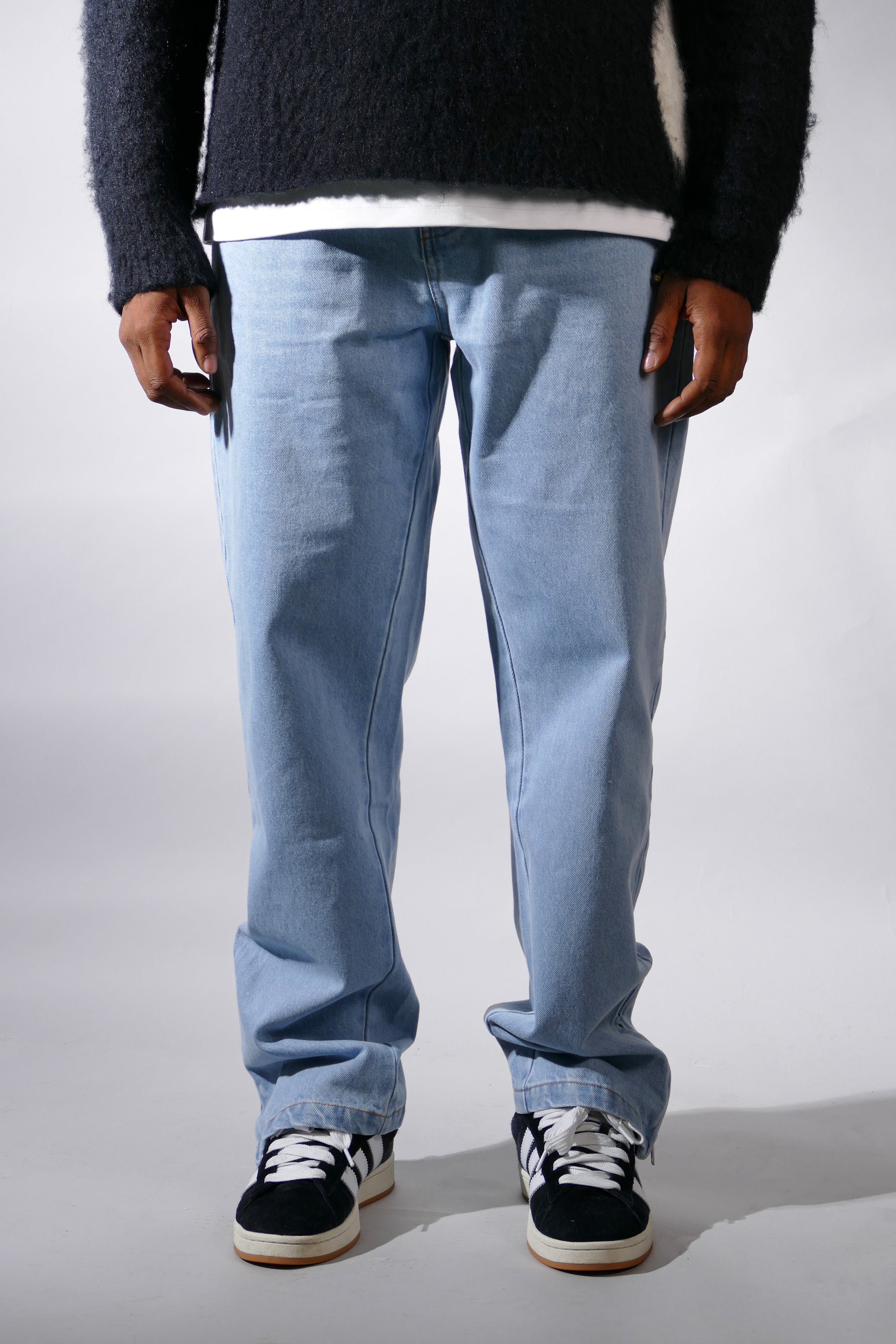 Deconstructed Monogram Jeans - Ice Blue