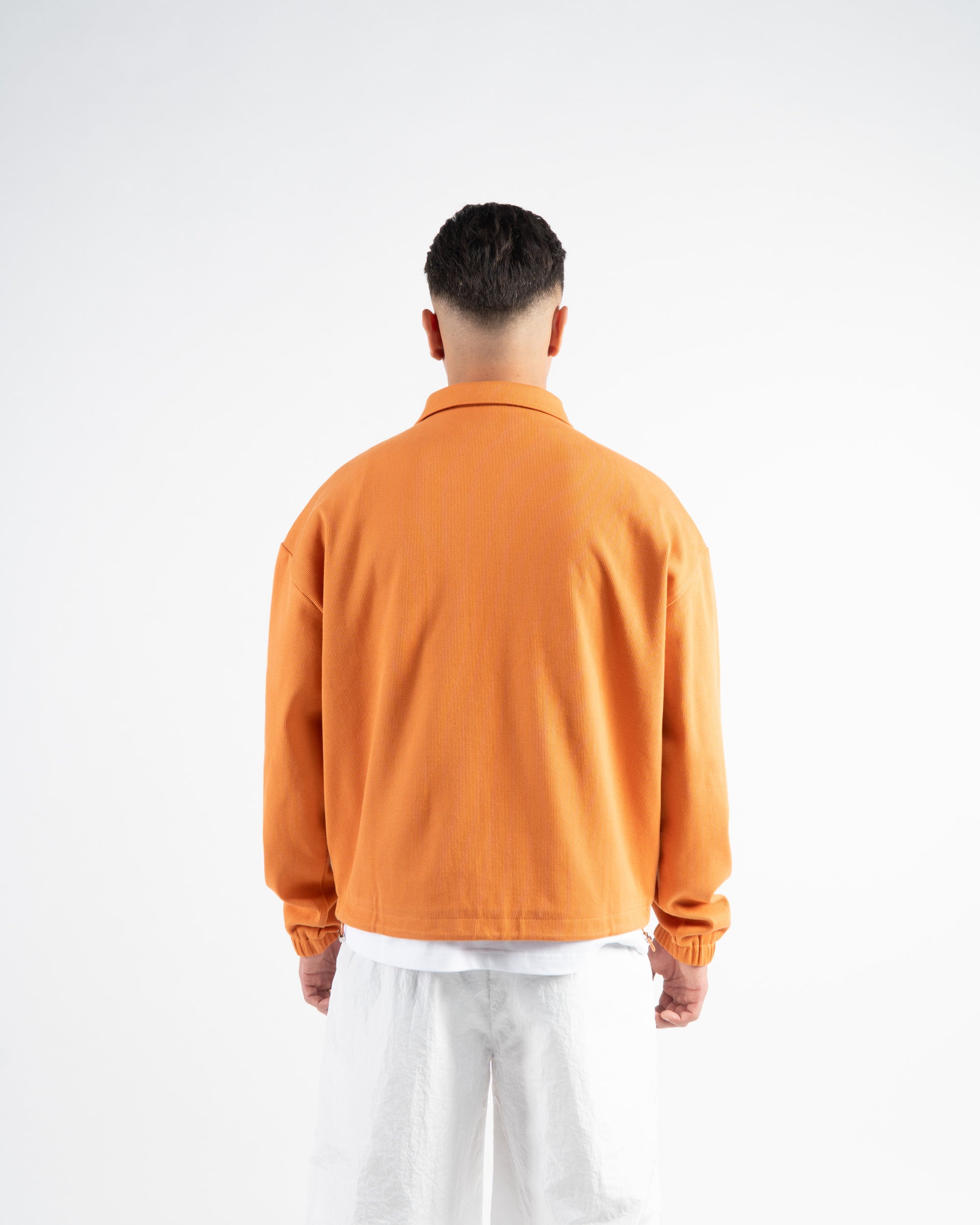 Helios Ribbed Jacket - Orange/Off-White