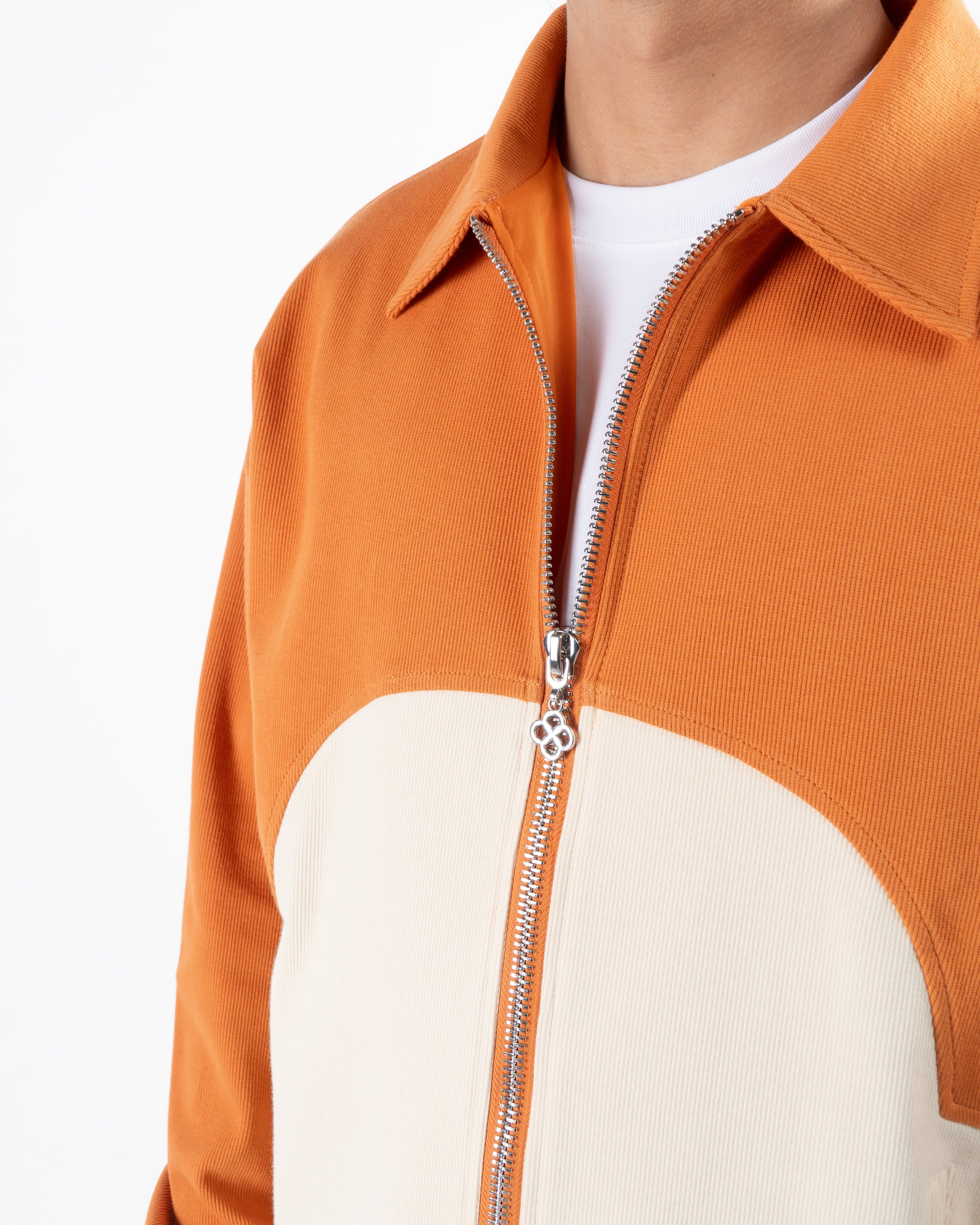 Helios Ribbed Jacket - Orange/Off-White