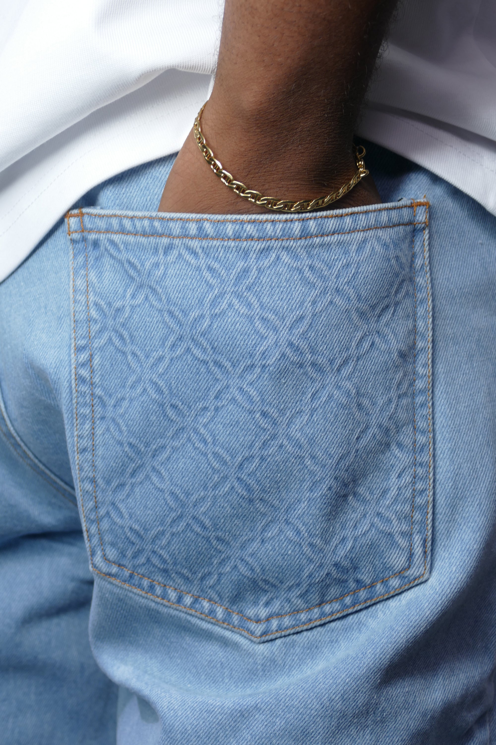 Deconstructed Monogram Jeans - Ice Blue
