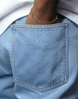 Deconstructed Monogram Jeans - Ice Blue
